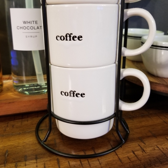 ❗White "Coffee" Ceramic Mug Tower Set❗ - Picture 2 of 6